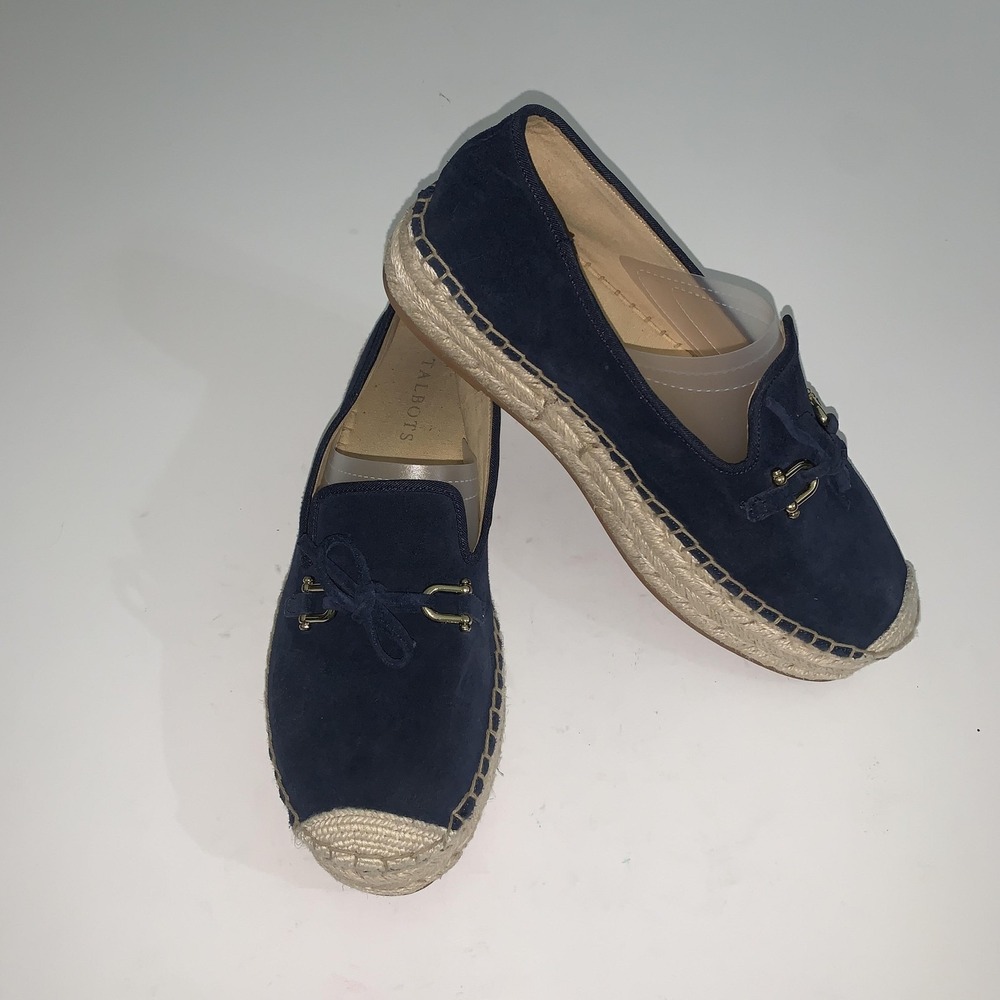 Talbots Espadrille Shoes Womens Size 9 Navy Suede Loafers Flats Comfort Casual